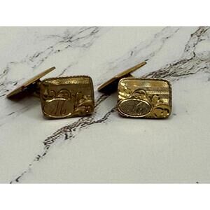Golden Vintage 'M' Monogram Cufflinks Classy Wrist Flair